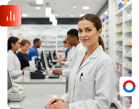 Farmacêutica usando o Otimiza